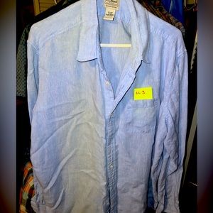 - LL3 LL Bean Men’s Linen XXL Slightly Fitted Long Sleeve Shirt Light Blue